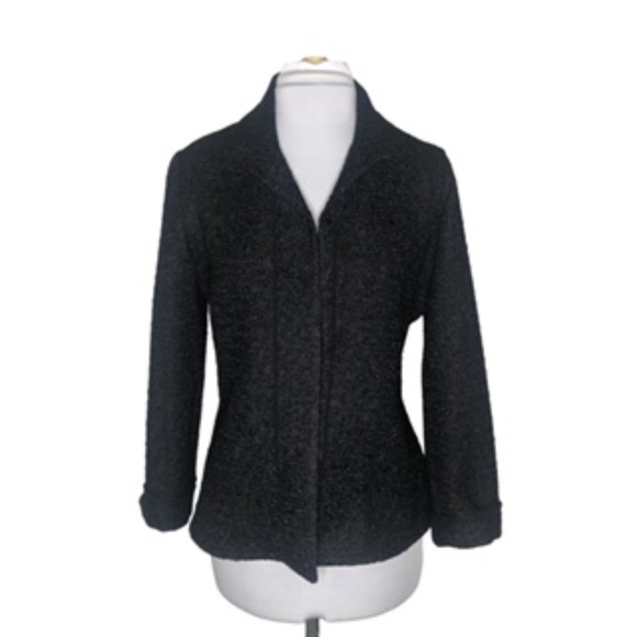 NWT Chico's Lightweight Puckered Black Open Front Jacket Size 1 - Picture 2 of 7